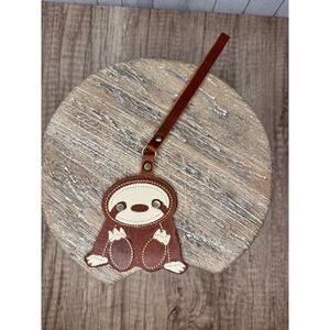 Portland Leather Sloth Charm CHESTNUT Sloth Keychain FAST SHIP NEW